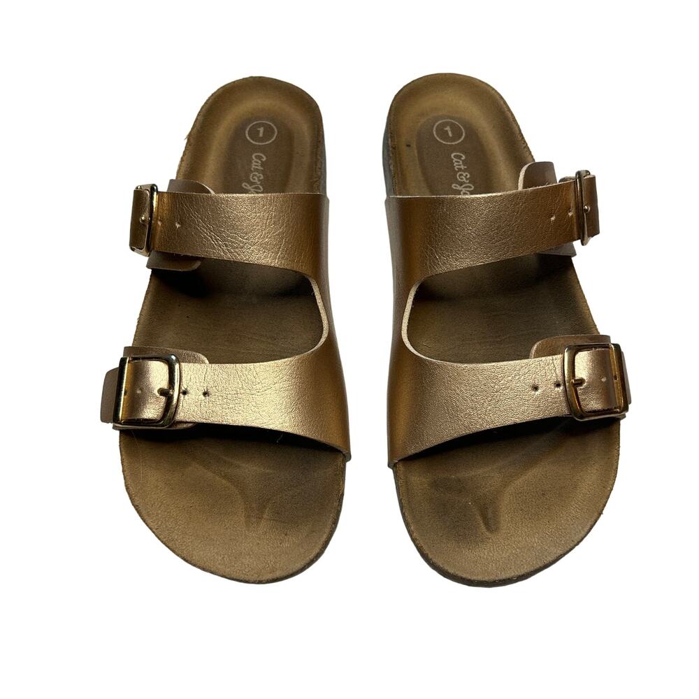 Cat & Jack Kids' Drew Slip-On Footbed Sandals Gold 1